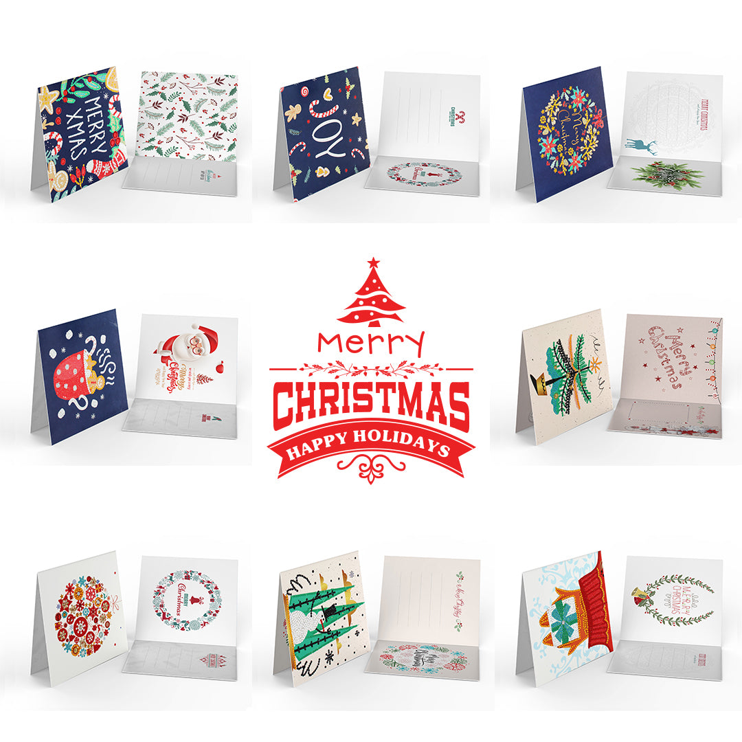 Groupe de 8 cartes de voeux de Noël en perles