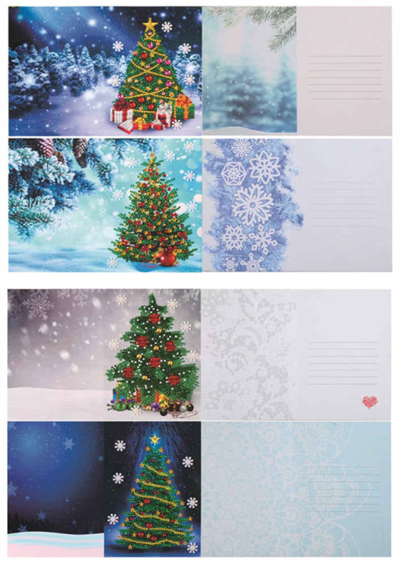 Groupe de 4 cartes de voeux de Noël en perles