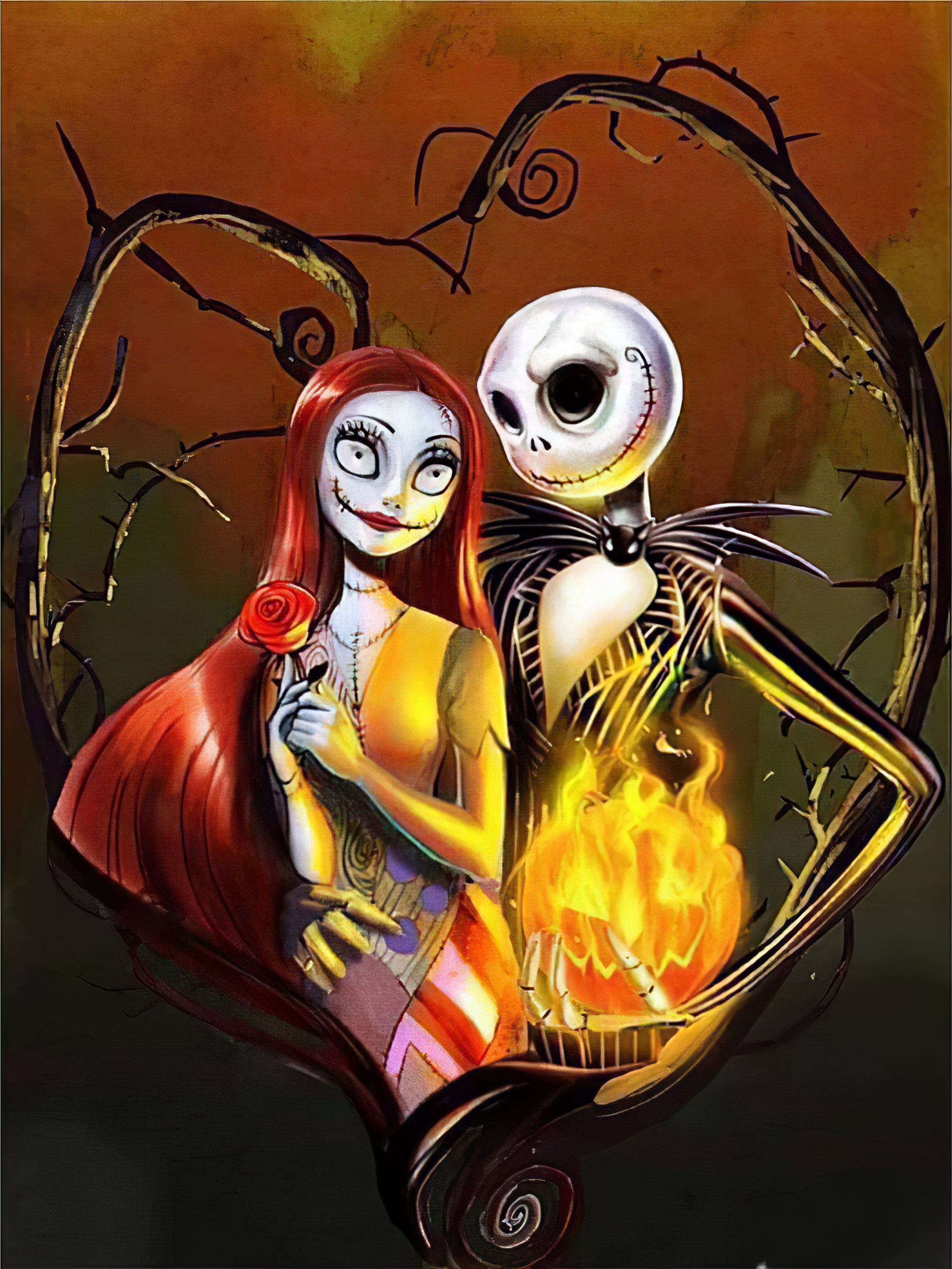 Couple d'Halloween dans un coeur