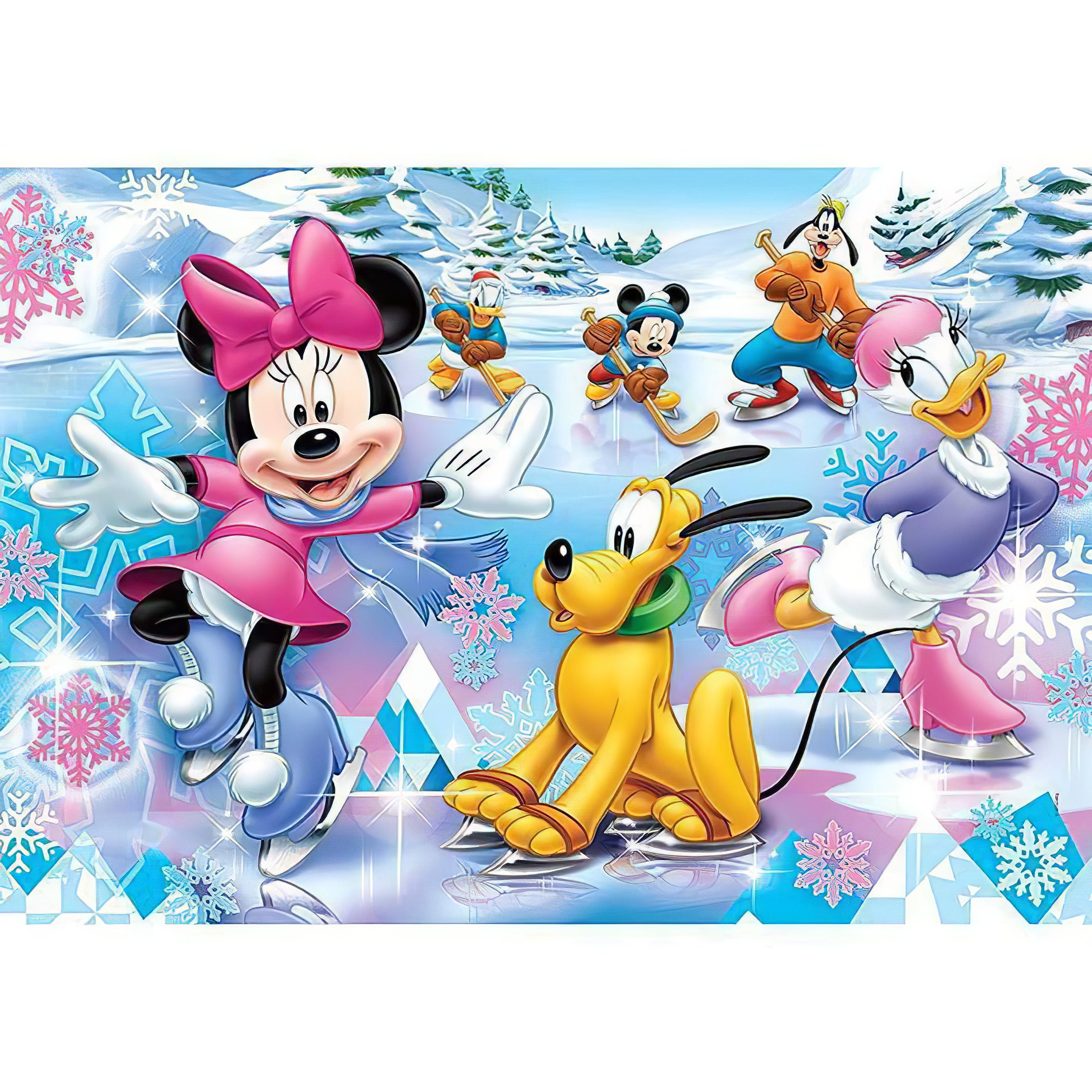 Skiez avec Minnie ses amis dans cette broderie diamant. Minnie Mouse avec chien et canard - j'adore la broderie diamant