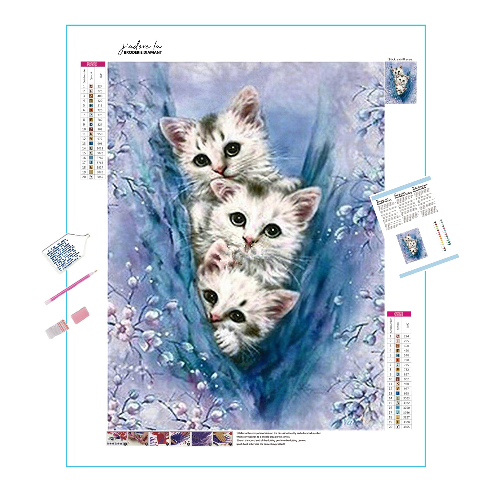 Trois chats mignons apportent beaucoup de plaisir et de chaleur à la vie dans cette broderie diamant. Trois chats - j'adore la broderie diamant