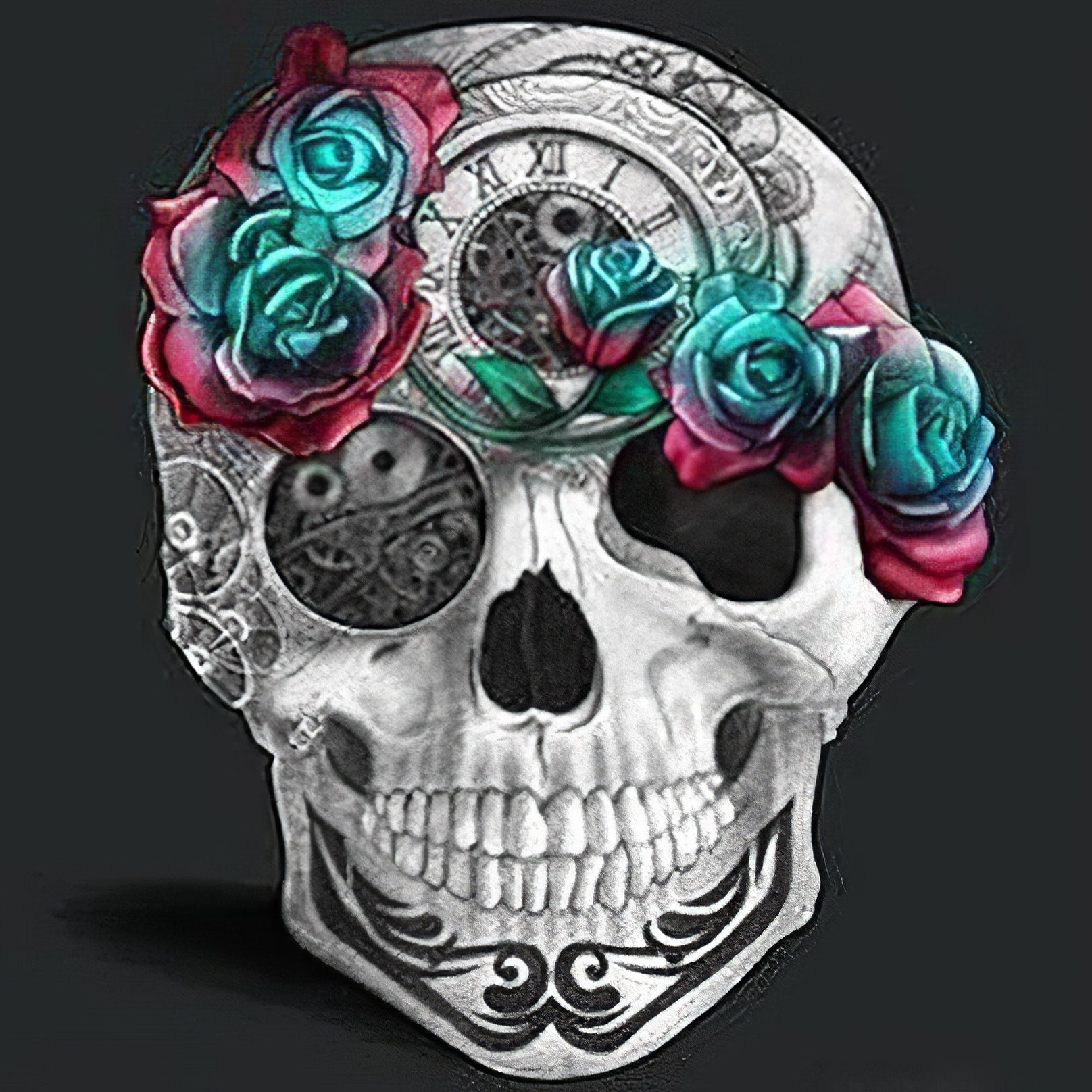 Un Crâne Orné de Roses